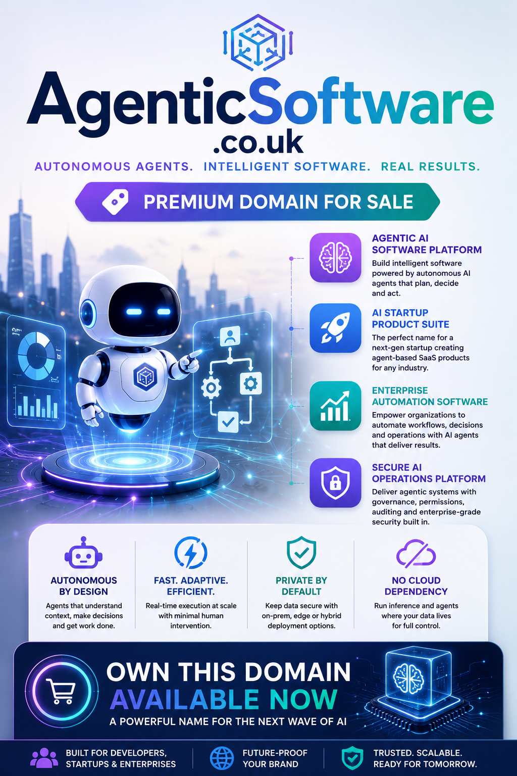Promotional banner featuring the domain AgenticSoftware.co.uk with autonomous AI agent, workflow icons and enterprise automation graphics. Style: bright, modern, futuristic.