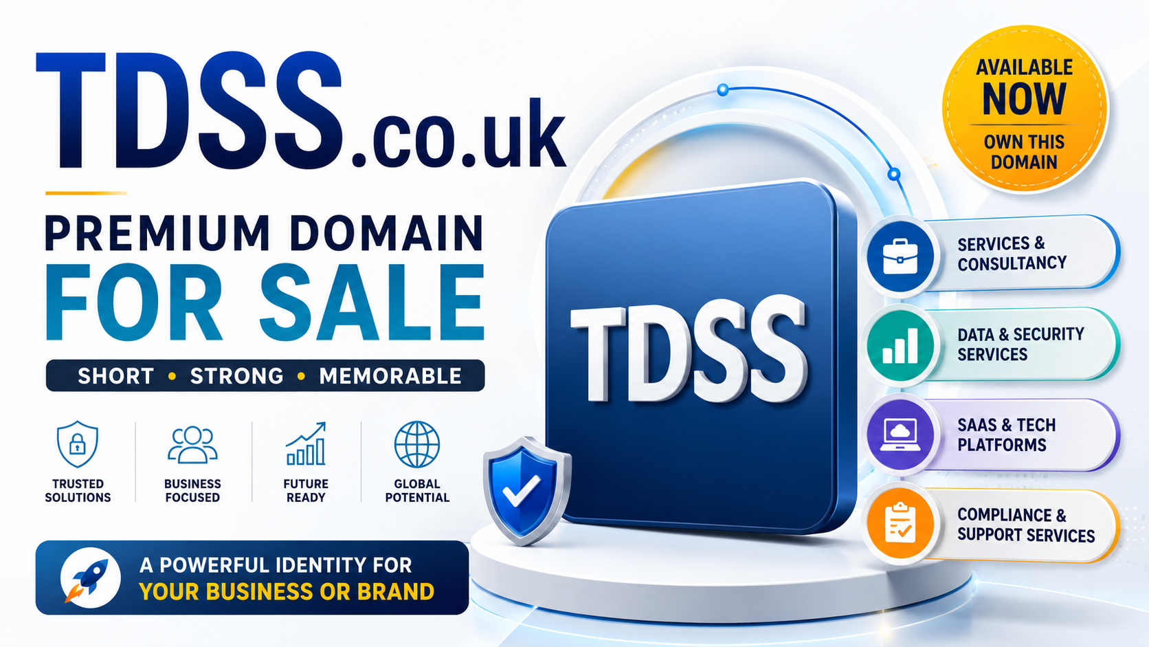 Promotional graphic featuring the domain TDSS.co.uk with security icons and consultancy panels. Style: modern tech branding.